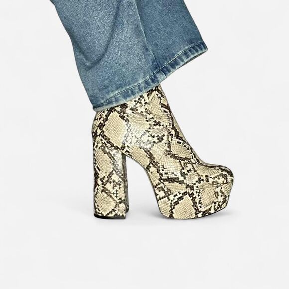 Aldo Women's Snakeskin Platform Chunky Bootie - Picture 7 of 8